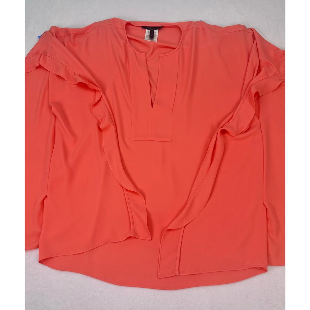 BCBGMAXAZRIA Coral Poncho Sleeve Tunic Blouse Size M/L Split Neck Flowy Cape Top - Picture 4 of 8